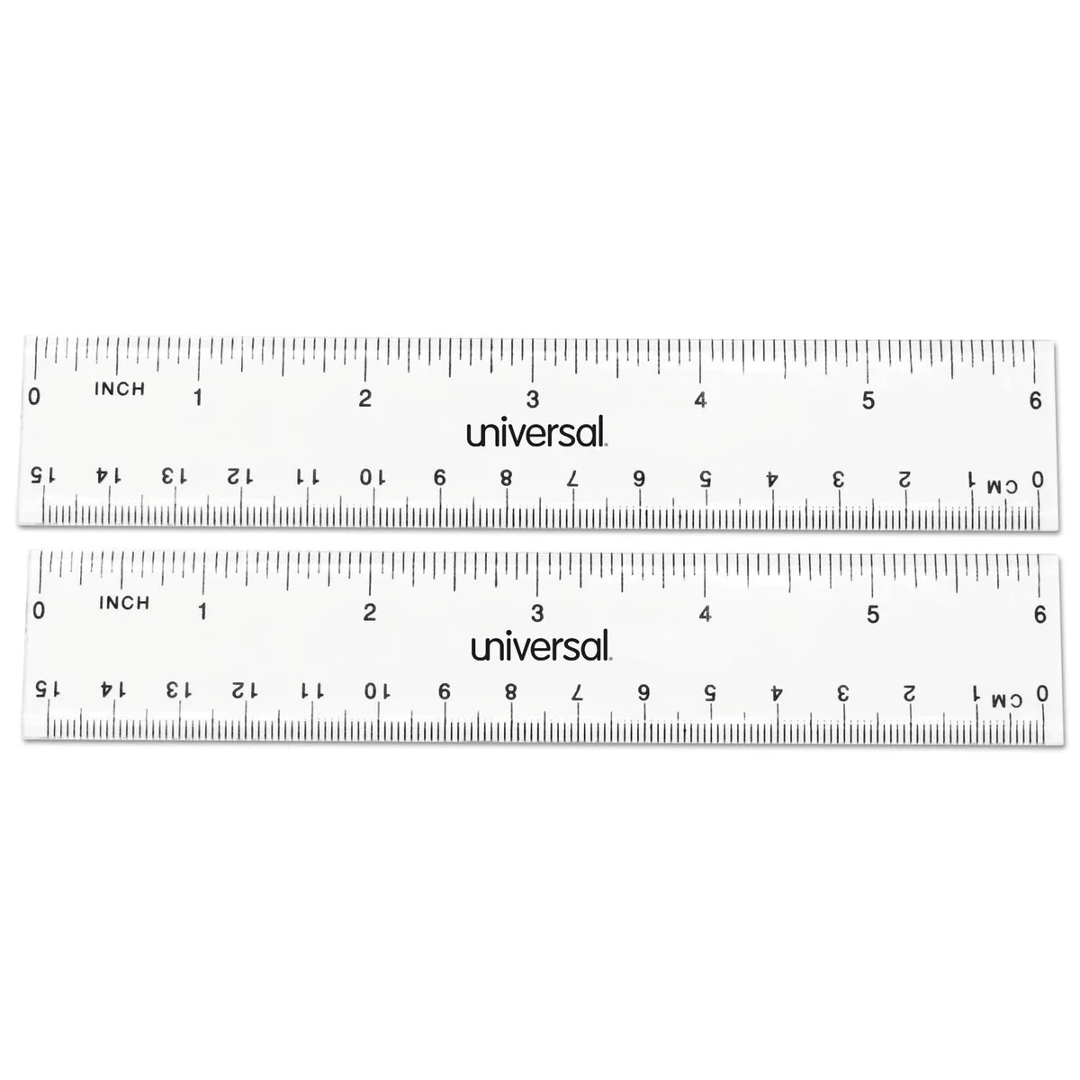 UNIVERSAL OFFICE PRODUCTS UNIVERSAL OFFICE PRODUCTS UNV59025 6" Standard/Metric Ruler 2-Pack — product photo
