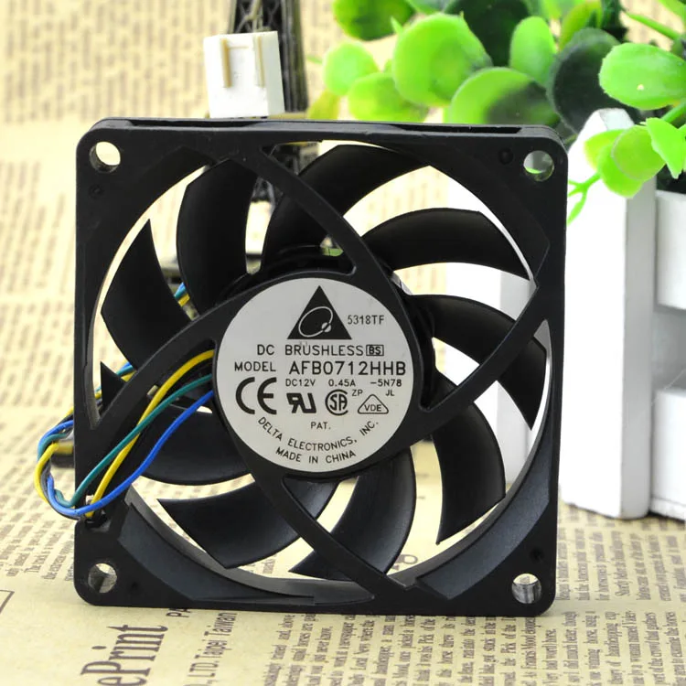 Fans Fans AFB0712HHB 7015 70mm 15mm 12V .45A 4-pin PWM Ball Bearing Case Fan — product photo