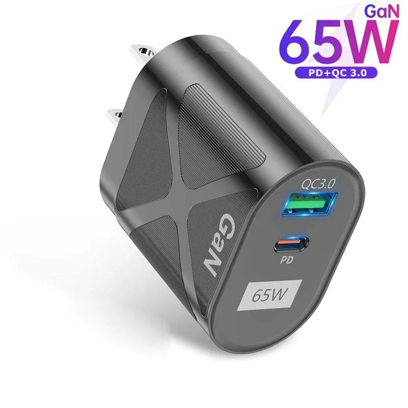 LUOM LUOM HCJTWIN65W 65W GaN Wall Charger USB-C 35W USB-A Black — product photo