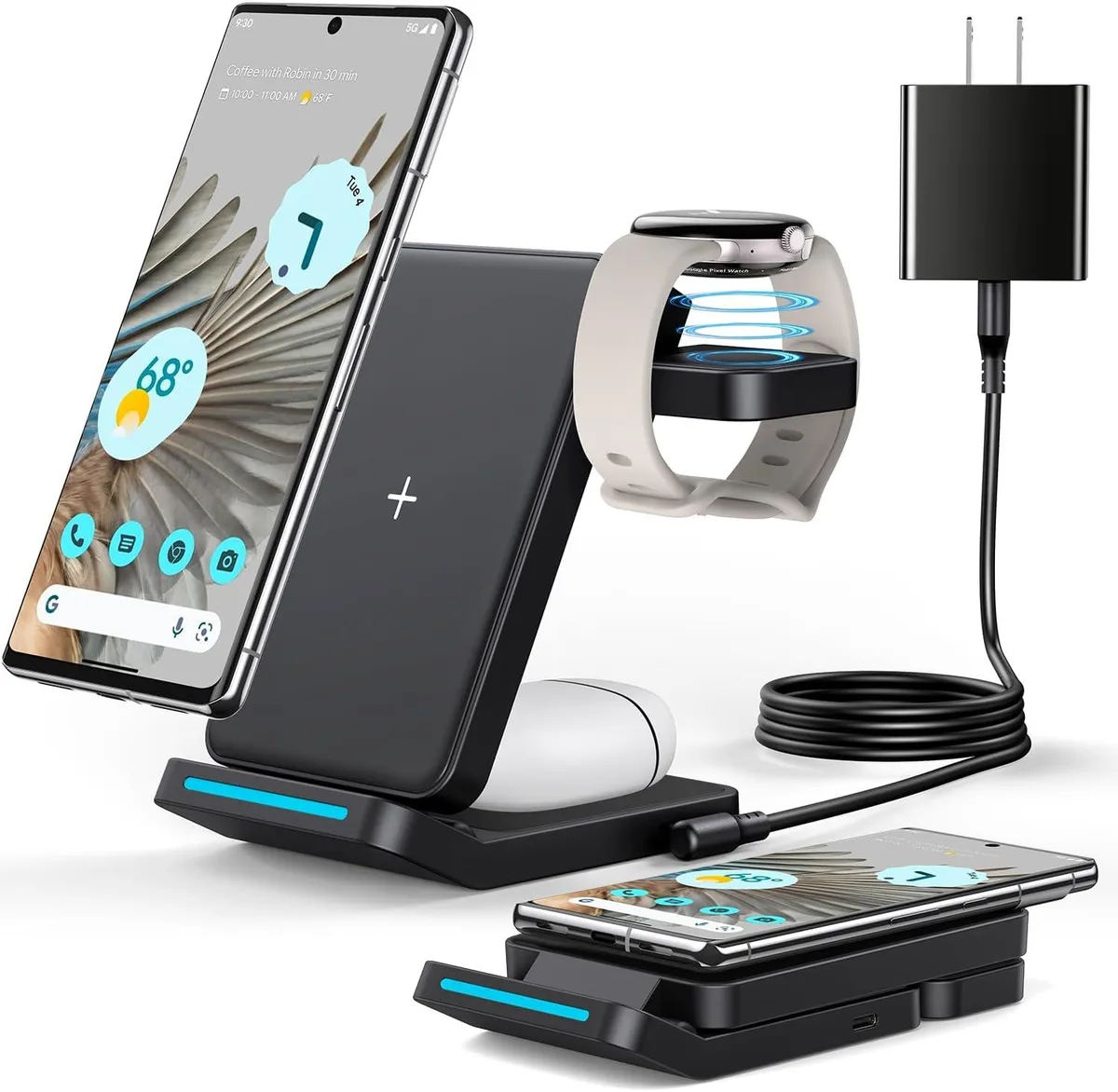 FLEANE FLEANE 3-in-1 Foldable Wireless Charger Pixel Watch 1 (2022) Black — product photo