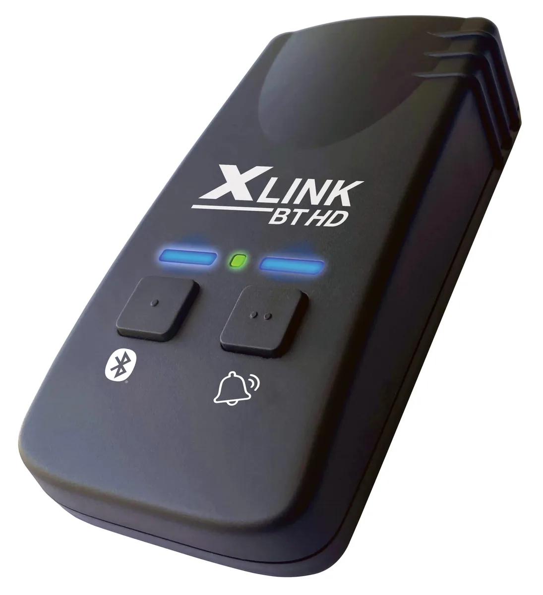 Small rectangular adapter in matte black plastic, single phone port visible