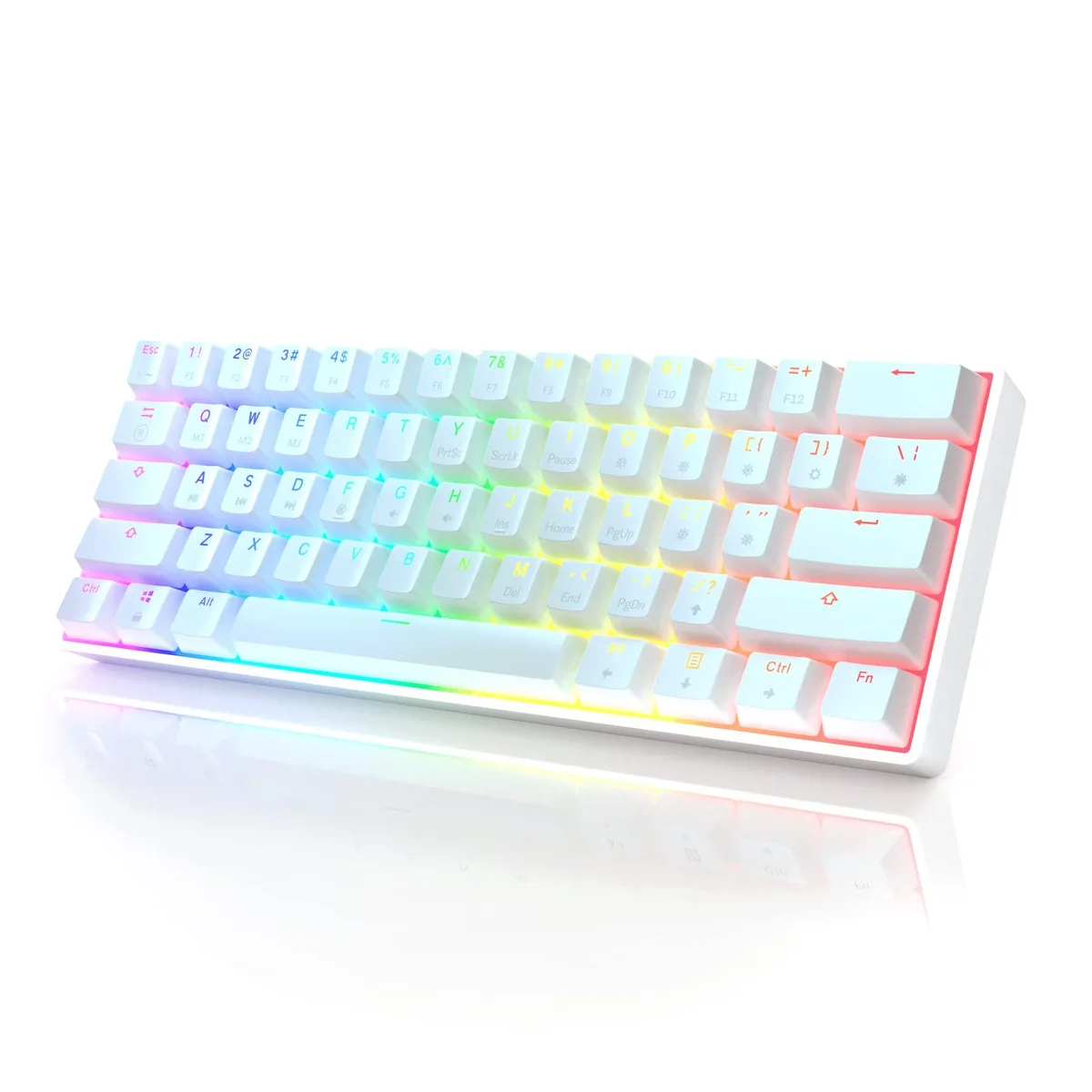 HK GAMING GK61 60% 61-Key RGB USB Wired Gateron Optical Red White — product photo