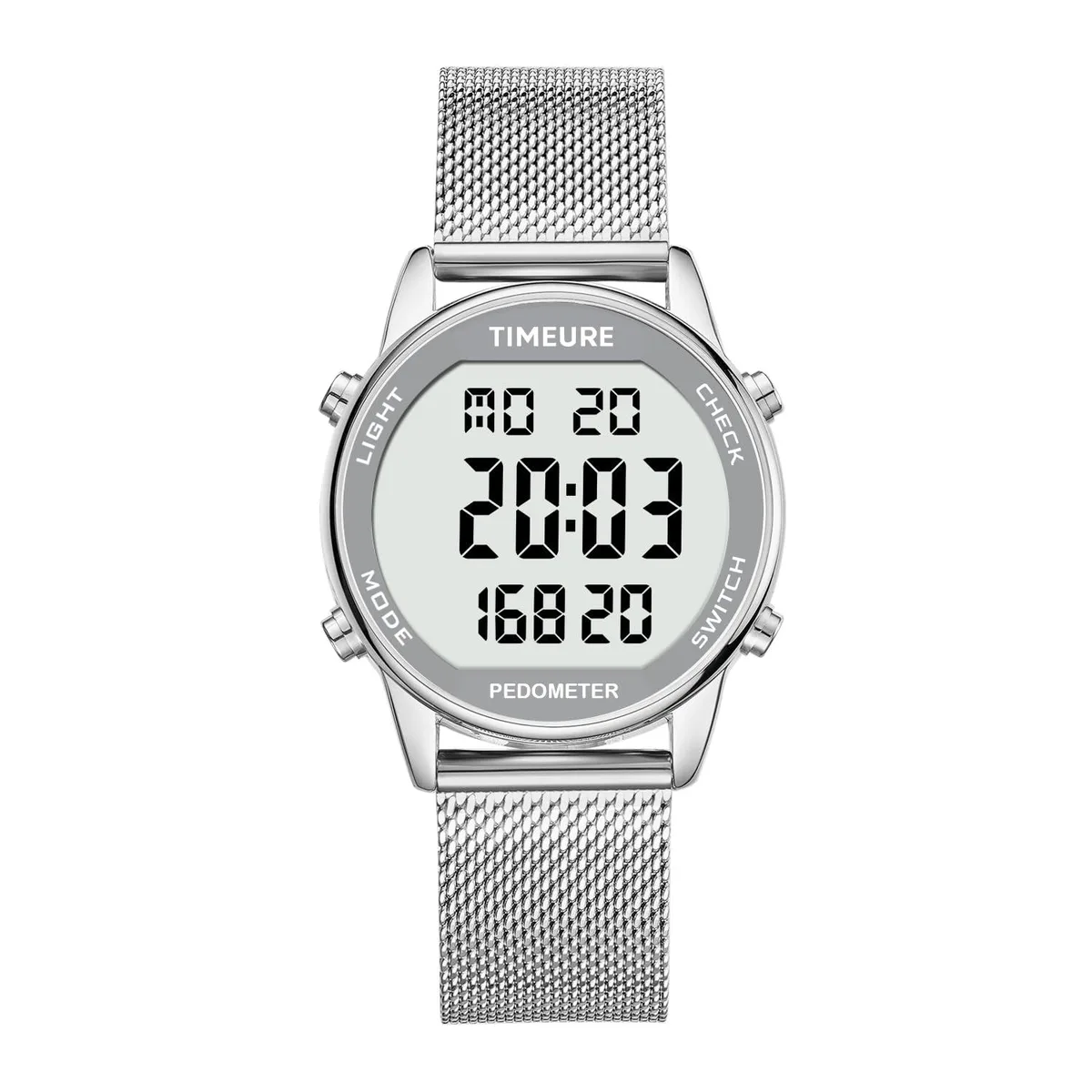 TIMEURE TU-2401 Pedometer Watch Silver 40mm — product photo