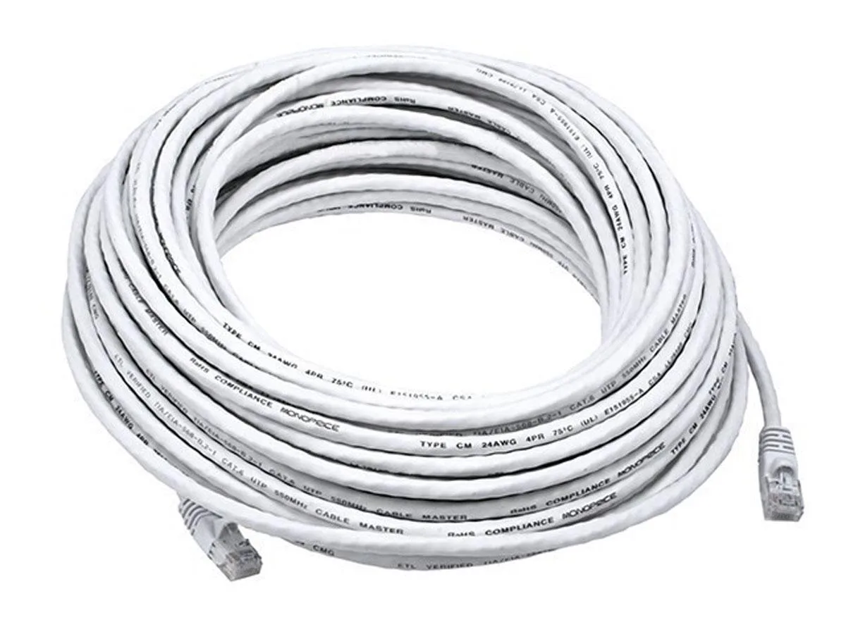 Monoprice Inc. Monoprice 100148 Cat5e Ethernet Patch Cable 100 Feet White 24AWG 350MHz — product photo
