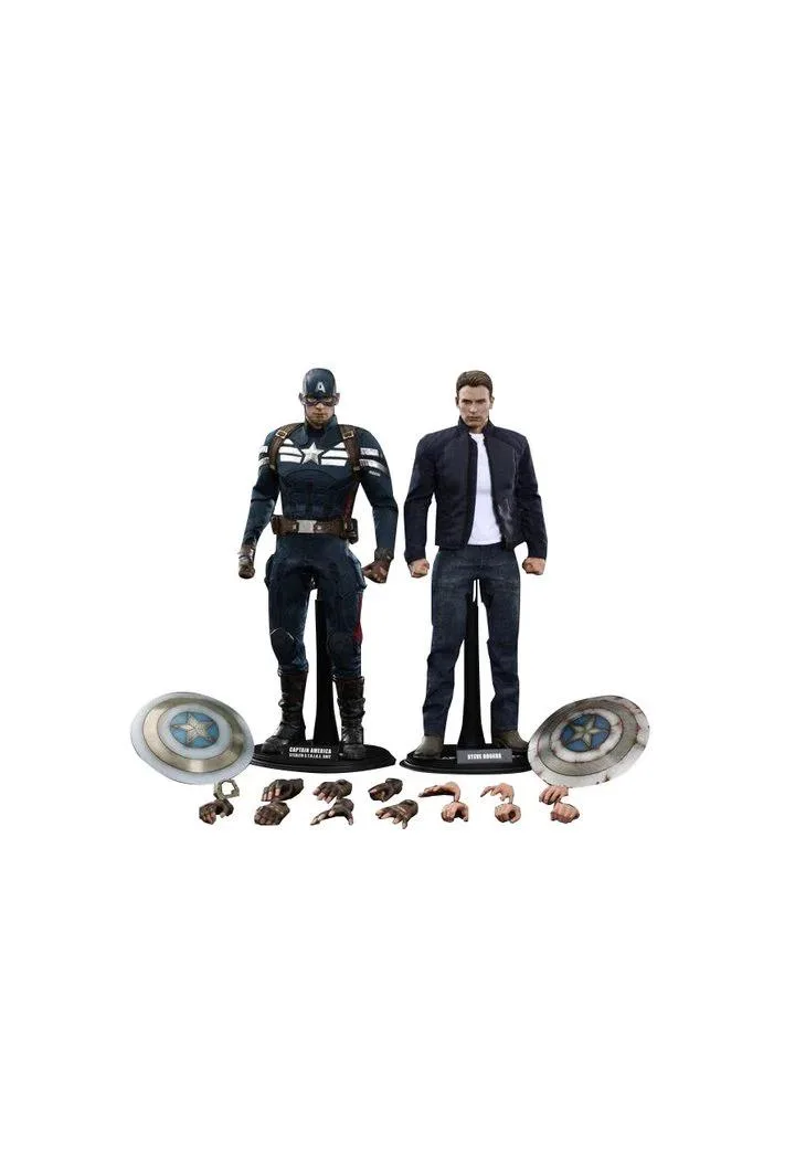 Hot Toys Hot Toys MMS243 Captain America & Steve Rogers 1/6 scale action figure set — product photo