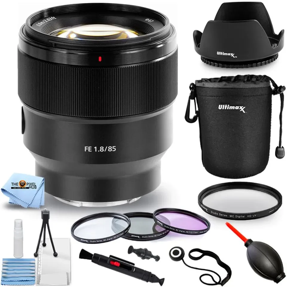 Sony Sony FE 85mm f/1.8 SEL85F18 lens 10-piece accessory bundle — product photo