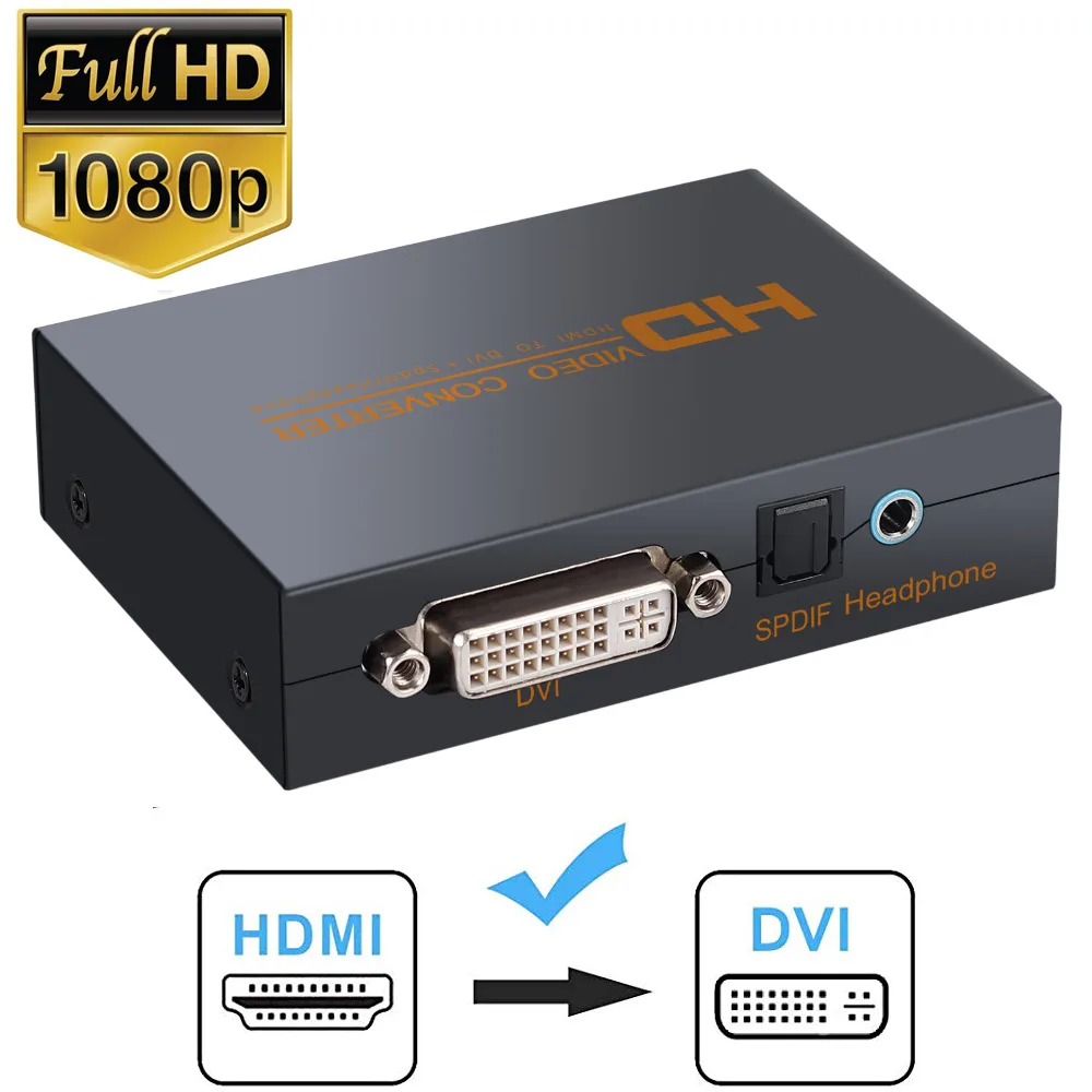 LUOM LUOM HDMI to DVI Audio Extractor Adapter 1080p 5.1ch 2.0ch 3.5mm Optical Coaxial — product photo