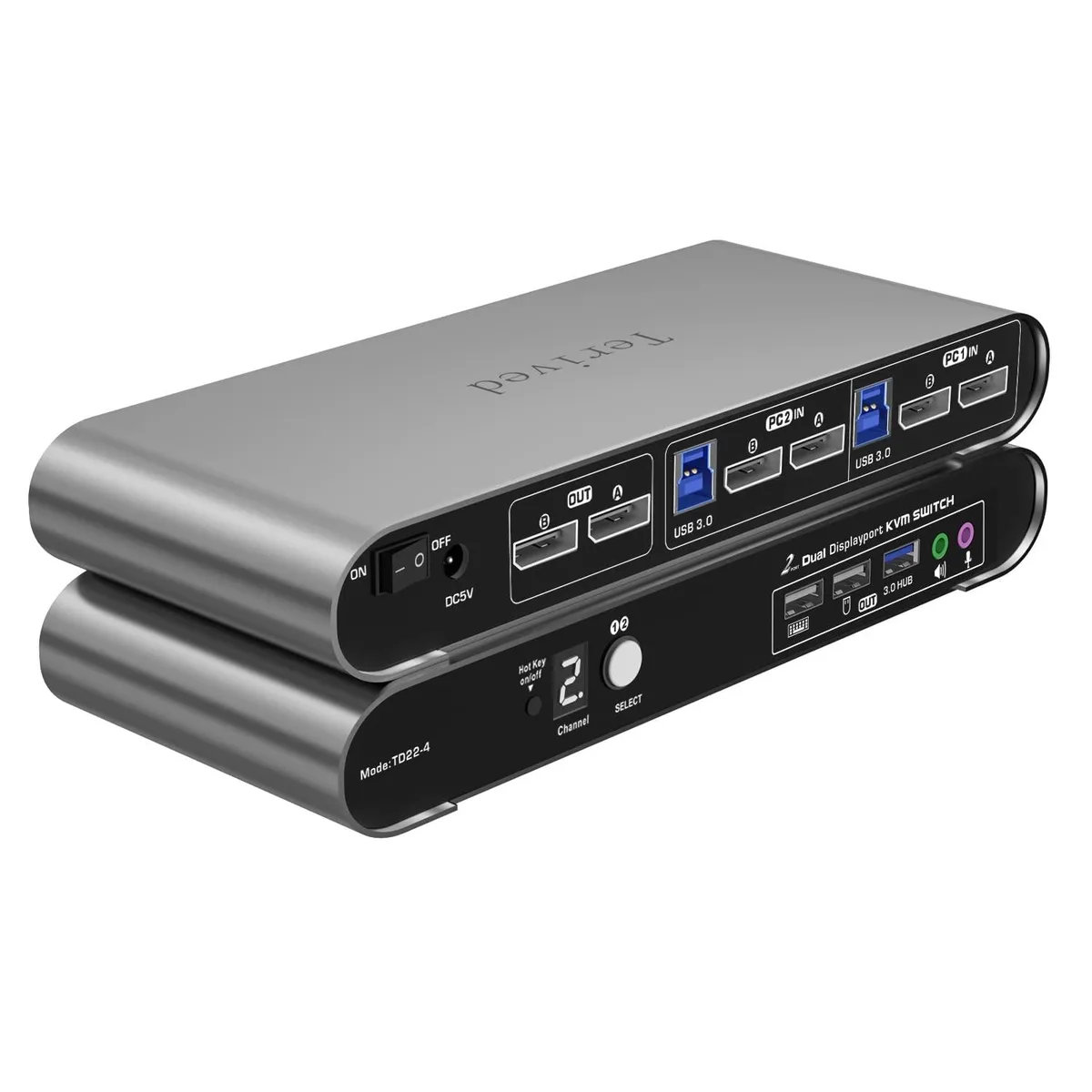 Ksin Ksin 2 Port DP USB 3.0 KVM Switch 8K@30Hz 4K@144Hz Aluminum — product photo