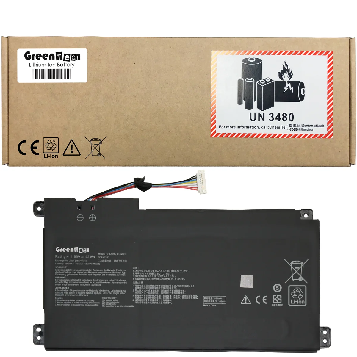 NShi NShi B31N1912 C31N1912 42WHR laptop battery — product photo