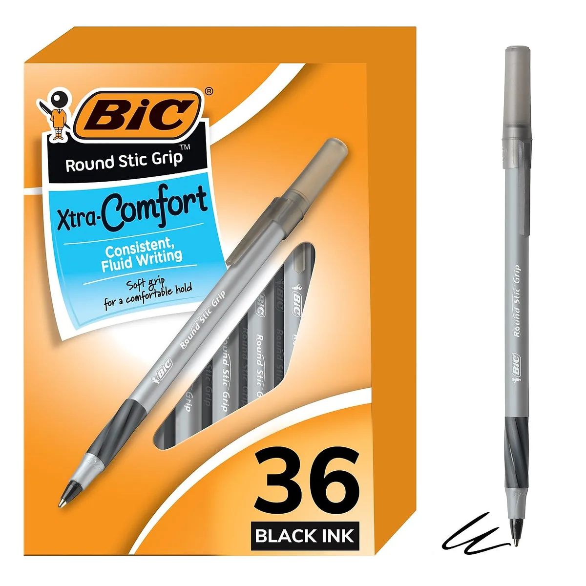 BIC BIC GSMG361BK Round Stic Xtra Comfort 36-pack 1.2mm Black pen — product photo