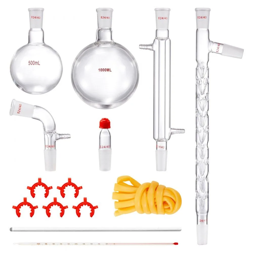 VEVOR VEVOR Lab Distillation Kit 3.3 Borosilicate 24/40 Joint 1000ml 14 pcs — product photo
