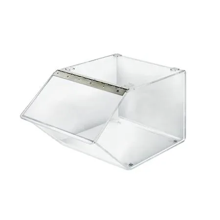 Azar Displays Azar Displays 400412 12" Acrylic Stacking Bin with Metal Hinged Lift-Open Lid — product photo