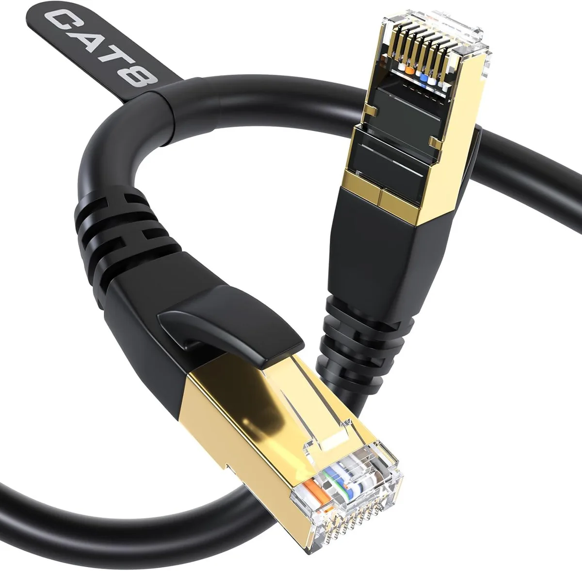JIMTAB JIMTAB Cat8 network ethernet cable 20 ft 26AWG S/FTP 2000 MHz 40 Gbps — product photo