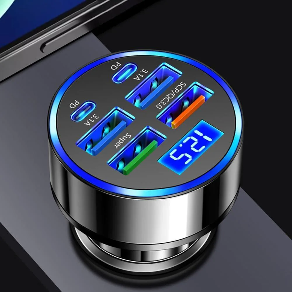 Ballistic Ballistic 6-in-1 Car Charger 27W 2PD 4USB QC3.0 Voltage Display — product photo