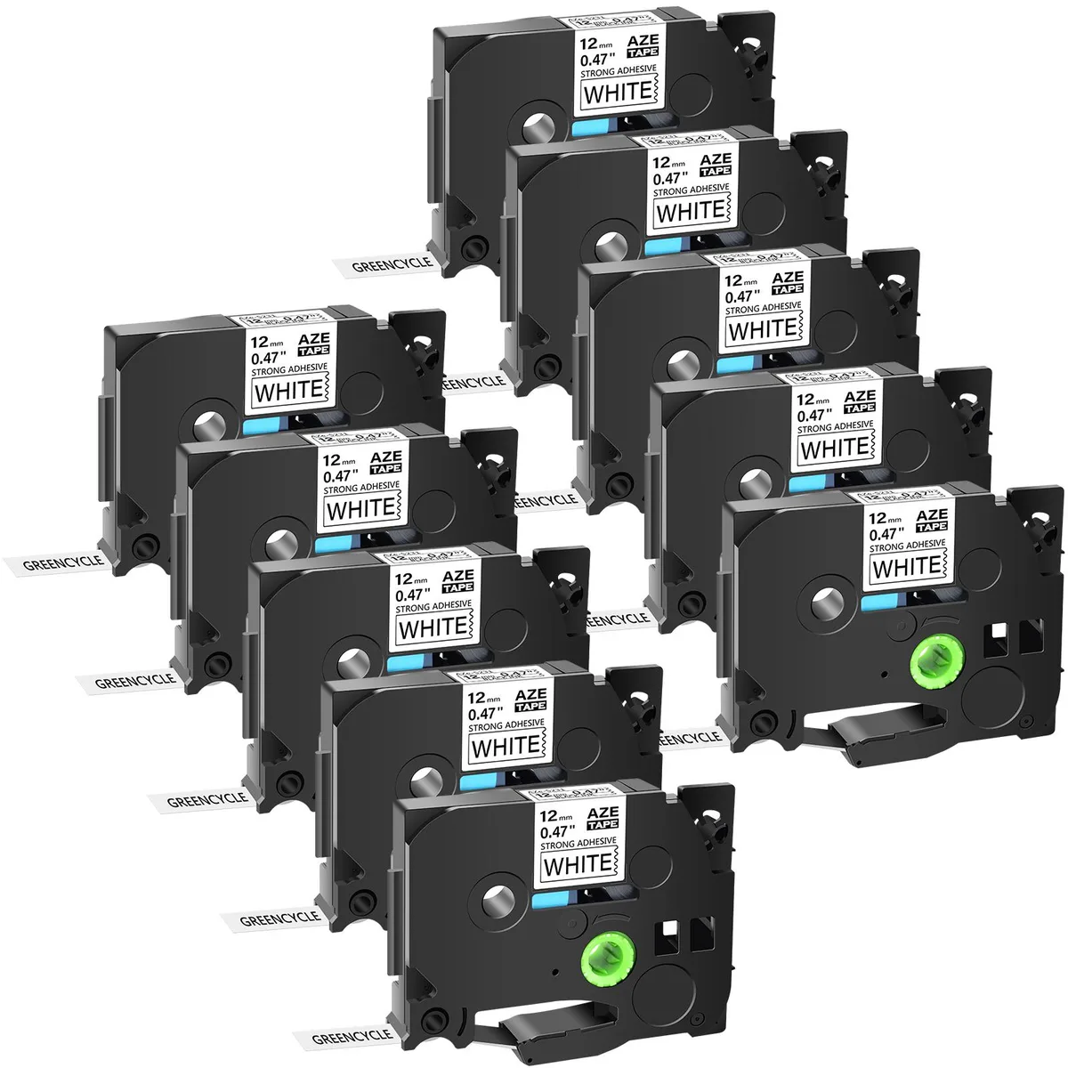 GREENCYCLE GREENCYCLE TZe-S231 label 10 pack 12mm black on white — product photo