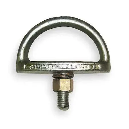 Zinc-plated steel eyebolt anchor with pivoting D-ring, bolt-on mount