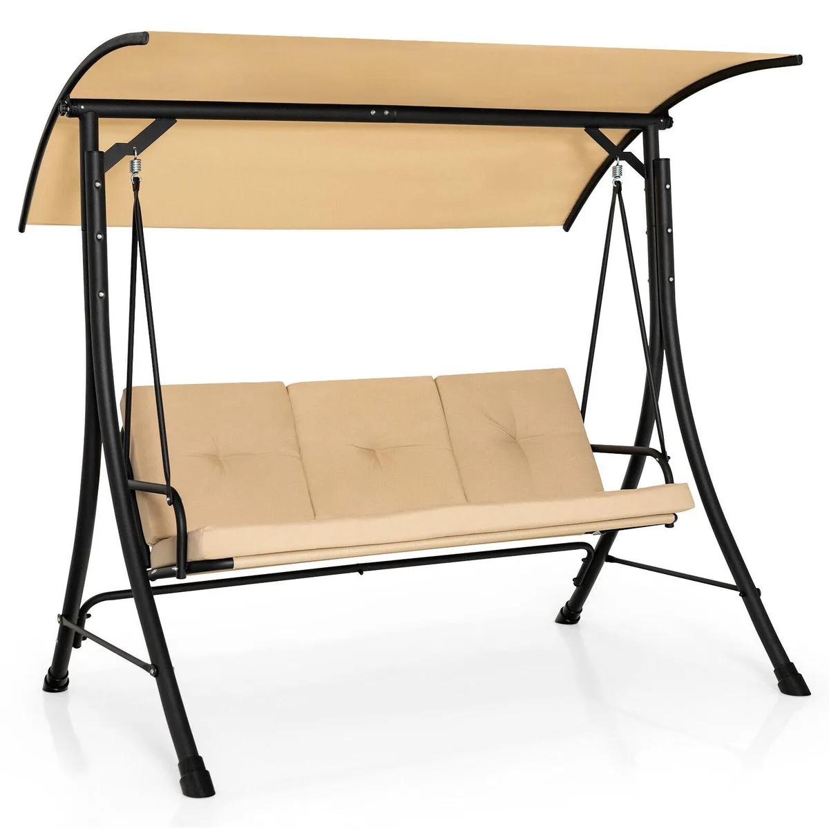 SlickBlue SlickBlue 3-Seat Porch Swing Beige Adjustable Canopy 51.5" Seat 800 lbs — product photo