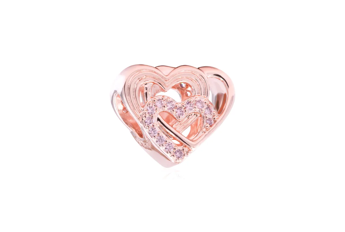 PANDORA PANDORA Intertwined Love Hearts Charm 14k rose gold-plated — product photo