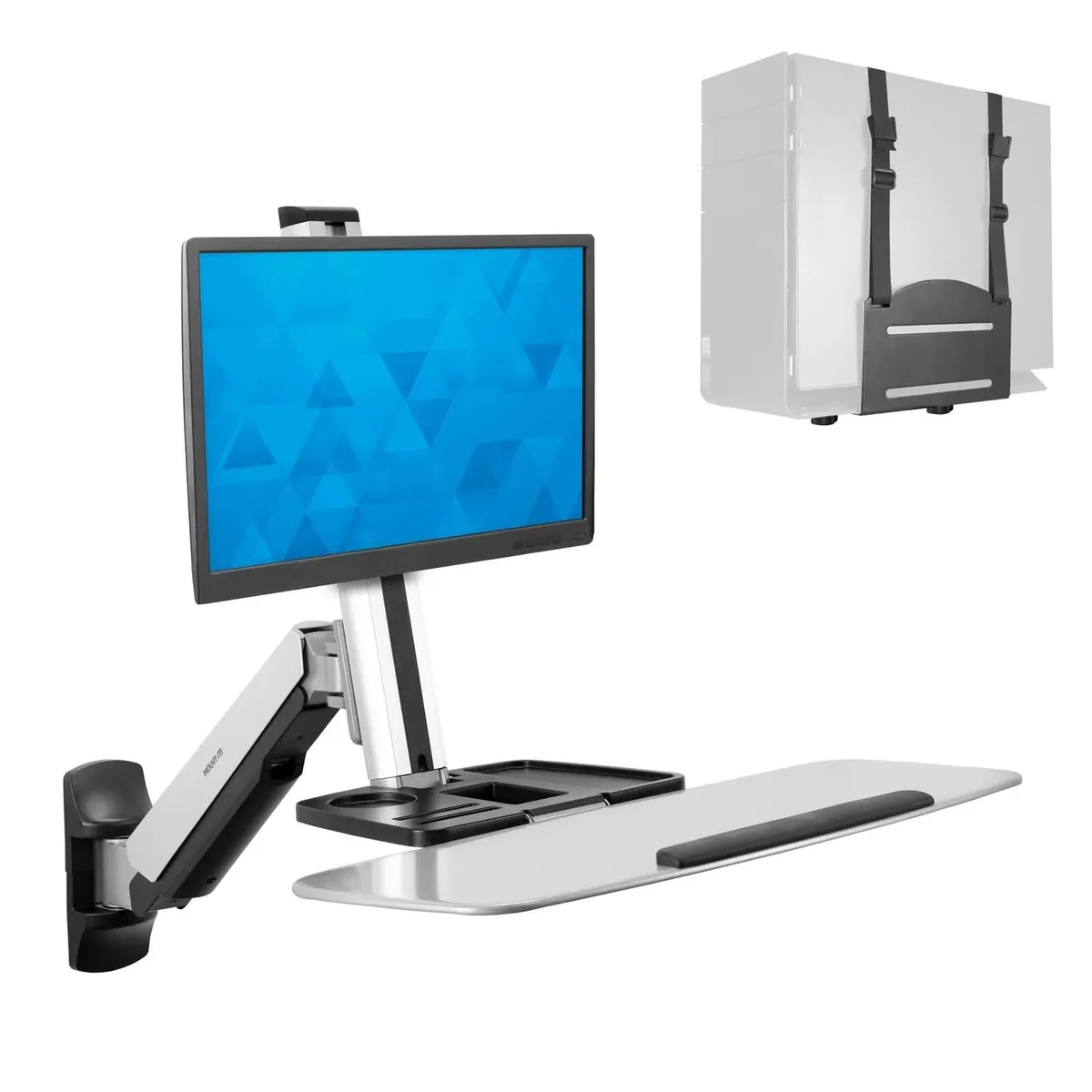 Mount-It Mount-It MI-7905 Standing Workstation with Monitor Mount, Keyboard Tray and CPU Holder — product photo