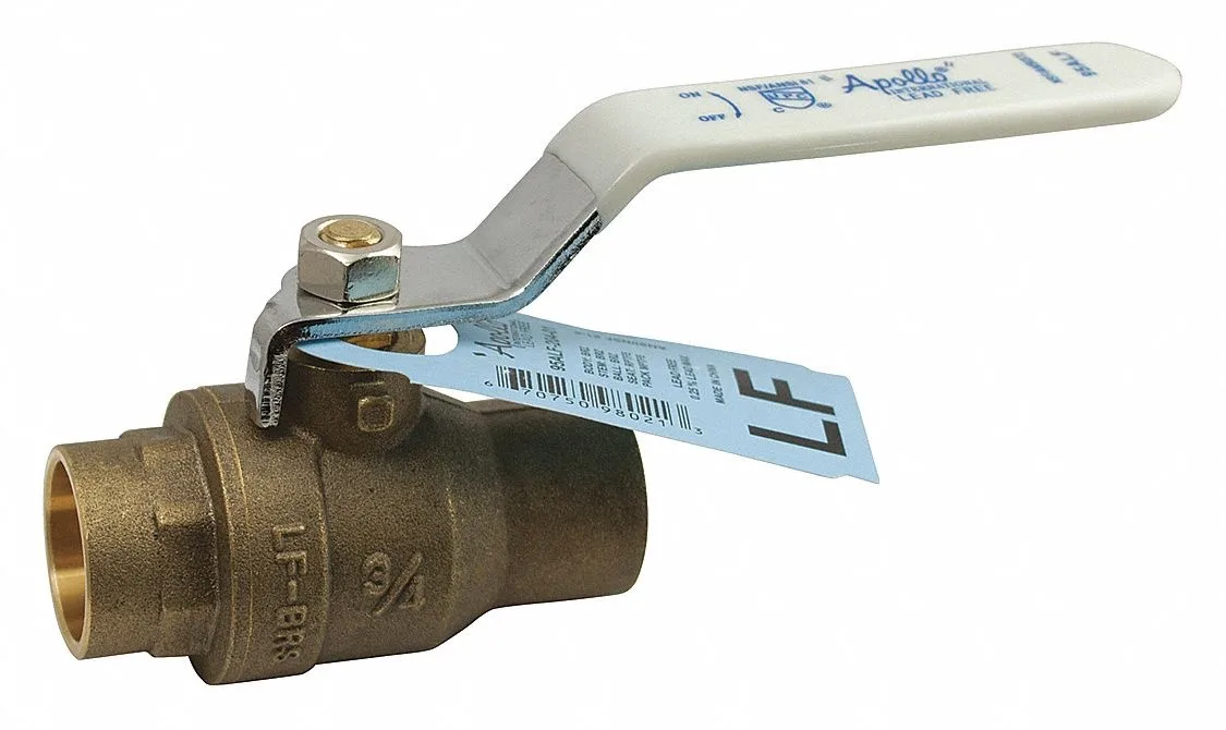 Brass two-way ball valve with lever handle, sweat connection