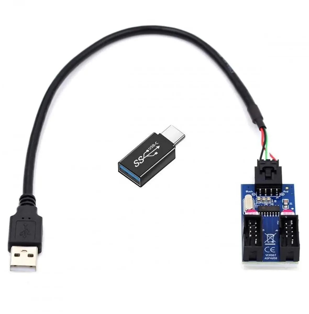 Vszerda Vszerda USB 3.1 Type-C to 2× USB 2.0 9/10-pin header adapter — product photo