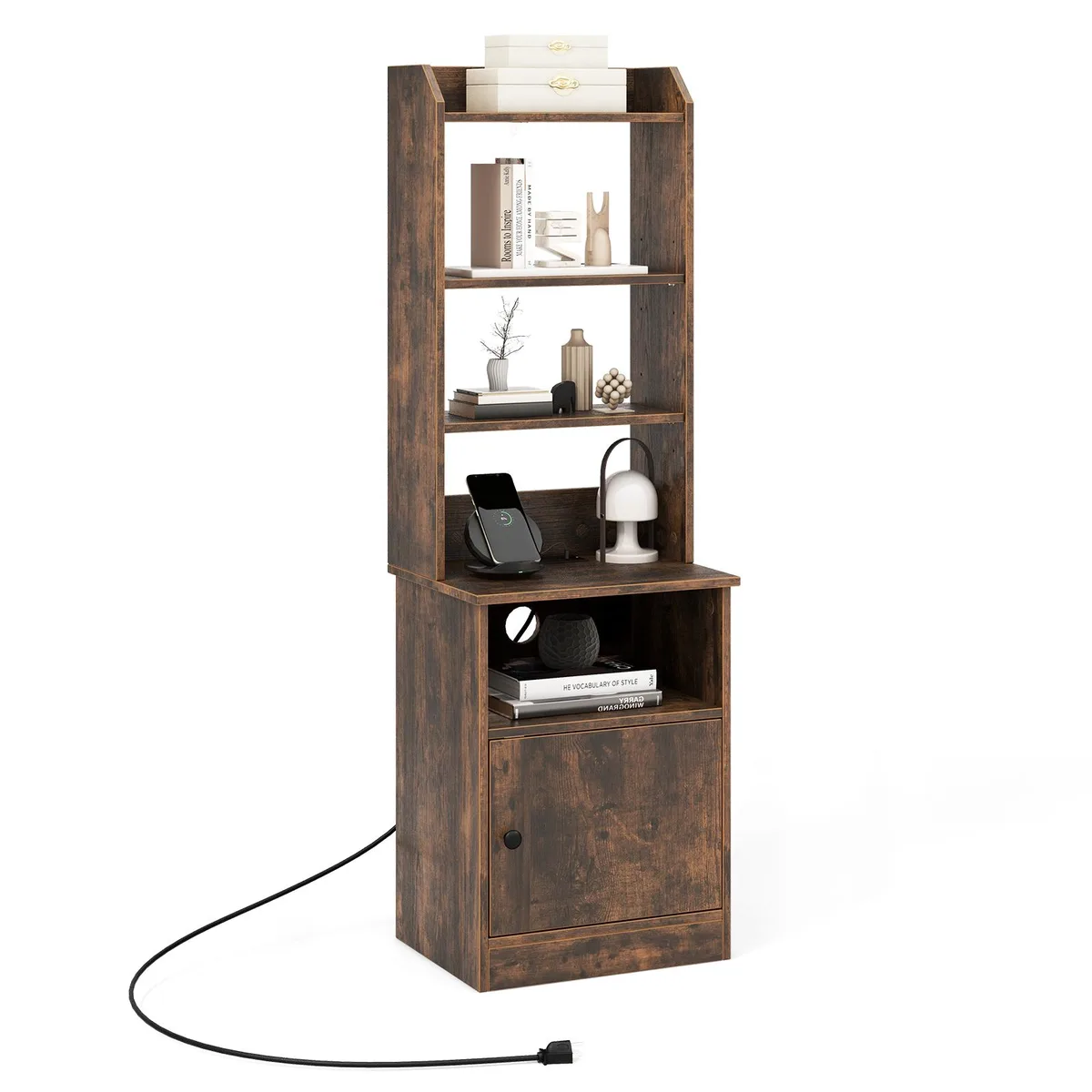 SlickBlue SlickBlue Tall Nightstand 5 Shelf Cabinet Brown 17.5x14x55 — product photo