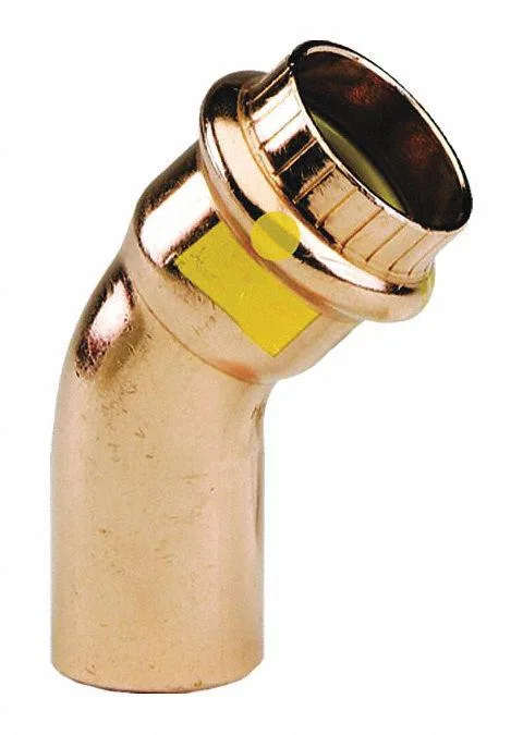 Copper ProPress 45-degree street elbow fitting with press-fit and FTG ends