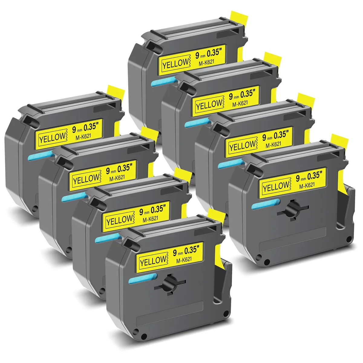 GREENCYCLE GREENCYCLE MK-621 Label Tape 9mm 8m Black on Yellow 8 Pack — product photo