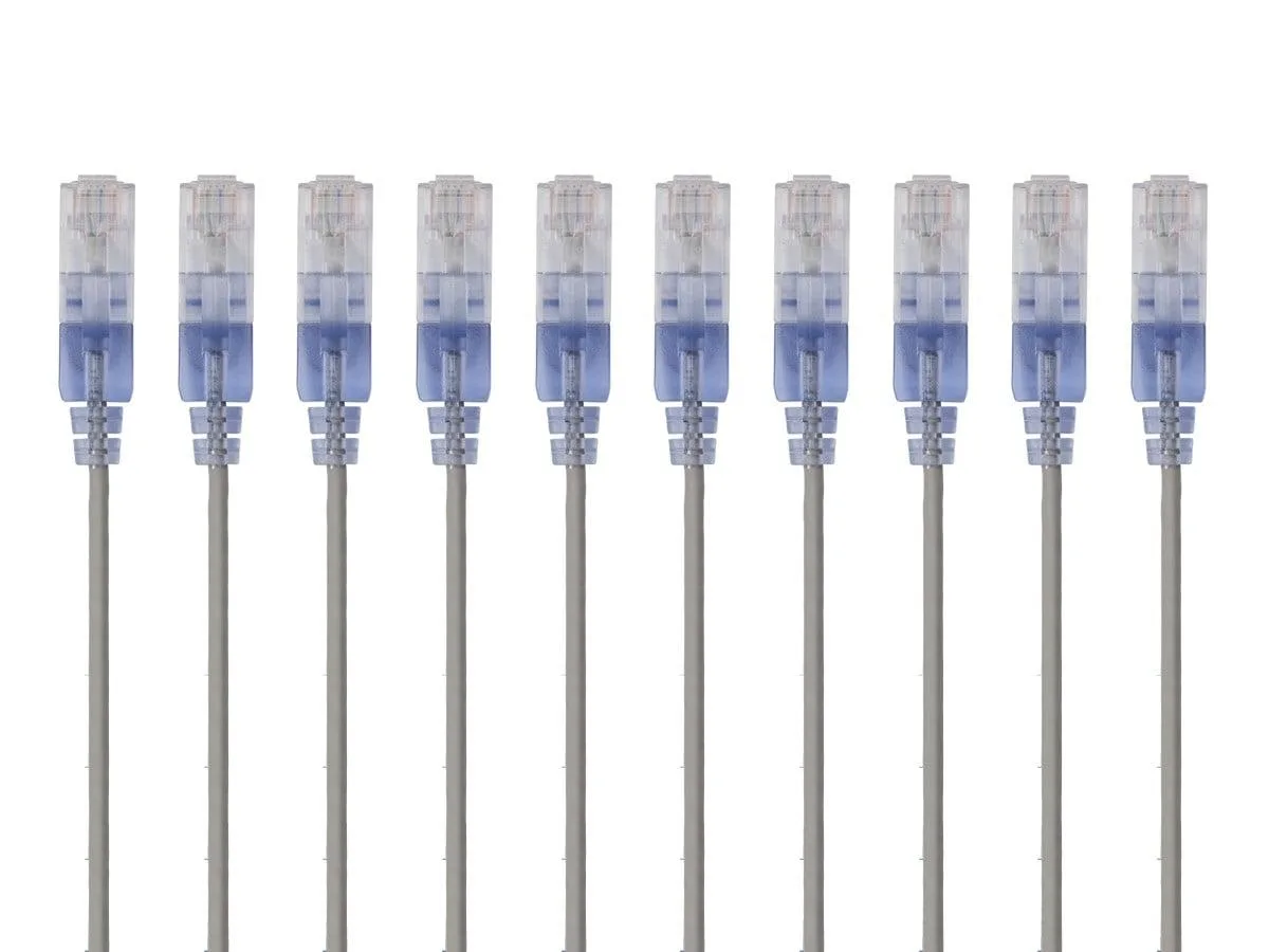 Monoprice Inc. Monoprice 115159 SlimRun Cat6A Network Ethernet Cable 1.524m Gray 10-Pack — product photo
