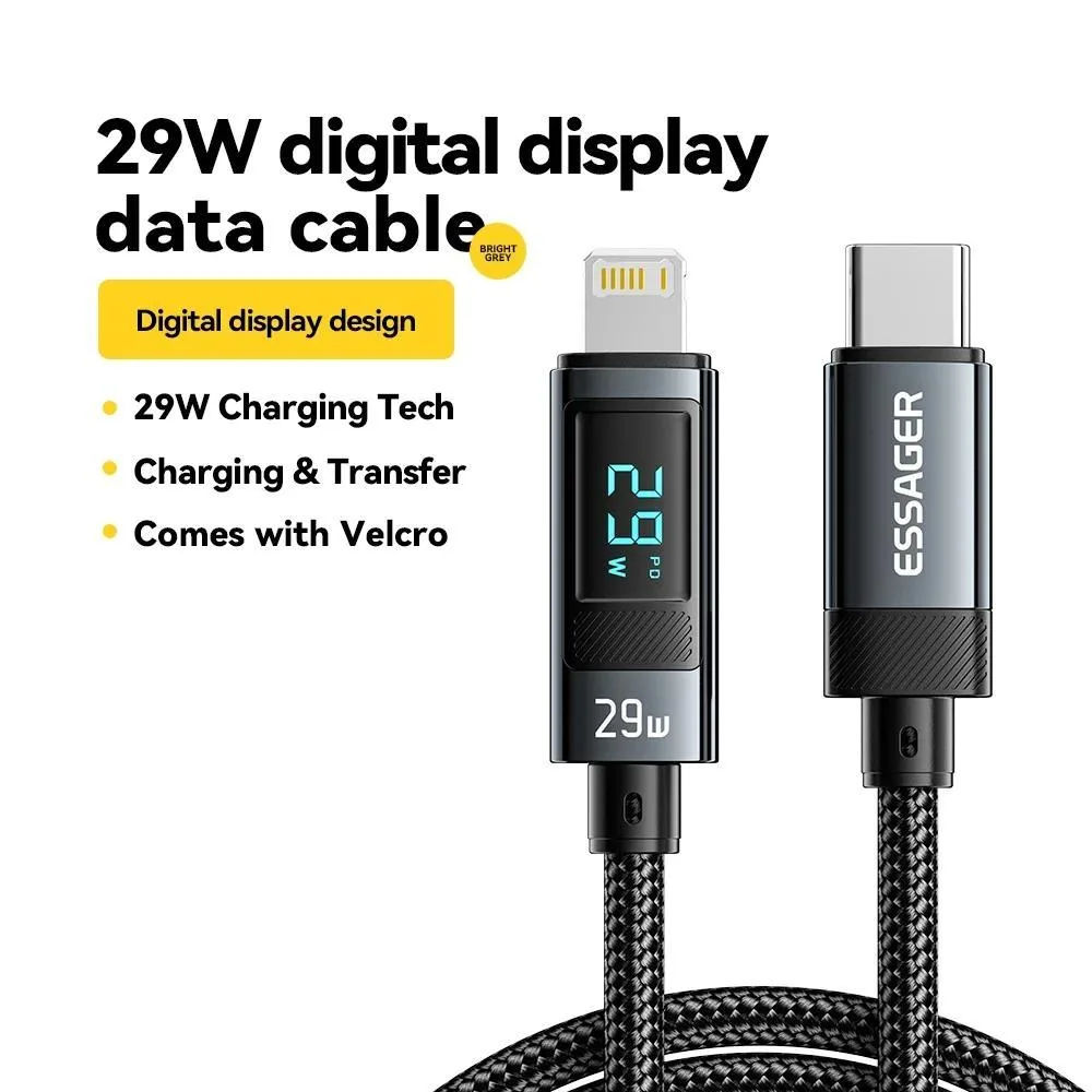 LUOM LUOM Essager HC29W USB-C to Lightning Cable 3.3ft 29W 480Mbps Black — product photo