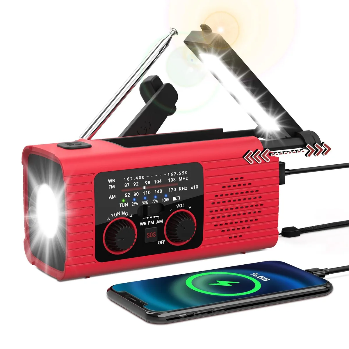 Nitigo Emergency Radio 4000mAh AM/FM/NOAA Solar Hand Crank — product photo