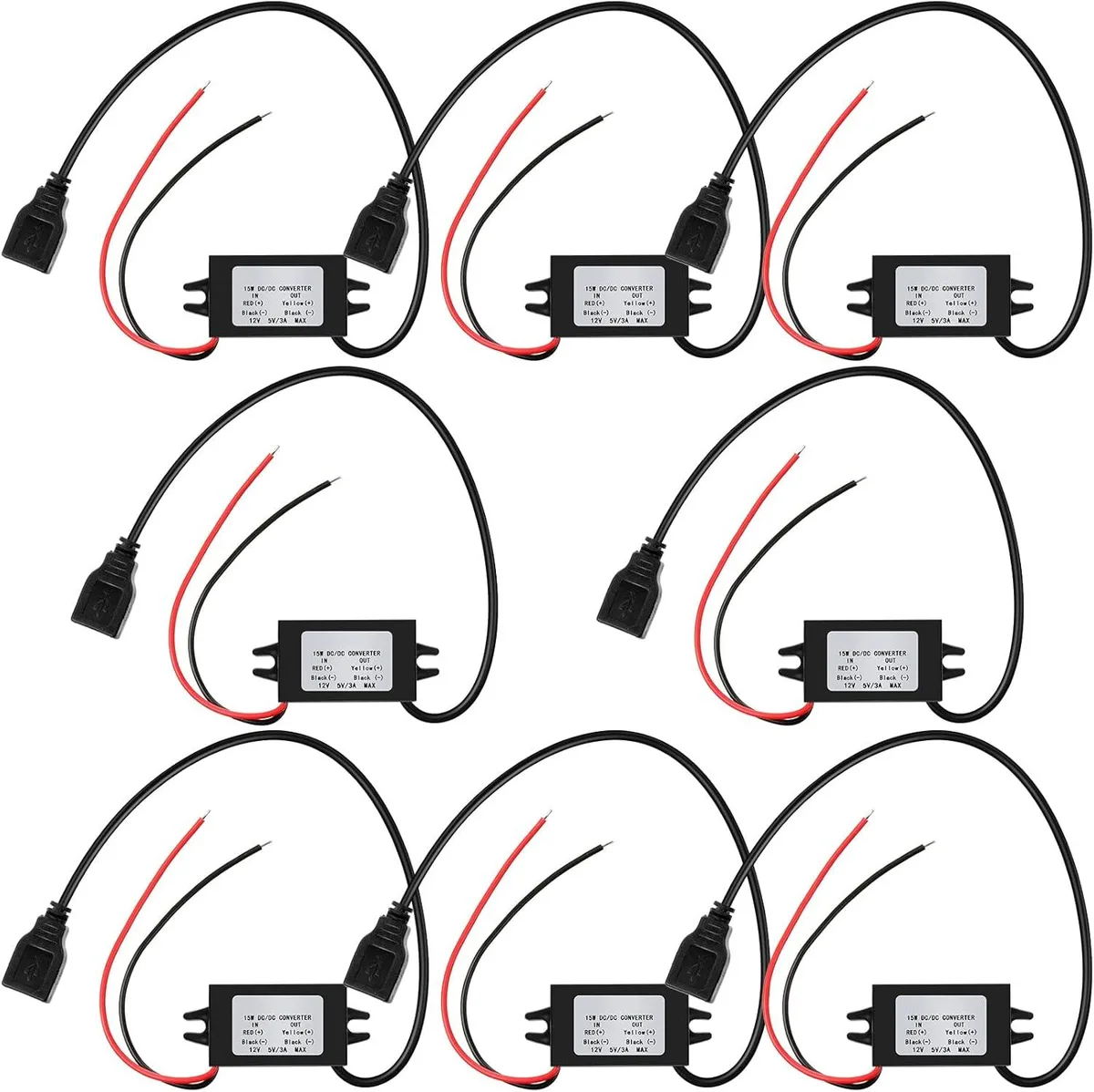 GCON GCON 12V to 5V DC Buck Converter USB Adapter (8 Pieces) — product photo