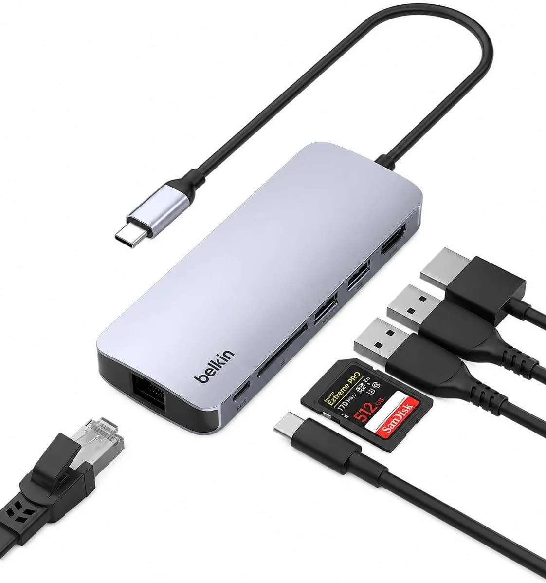 MCHOSE MCHOSE USB-C Hub 6-in-1 4K HDMI 100W PD 2x USB-A Gigabit Ethernet SD 2.0 — product photo