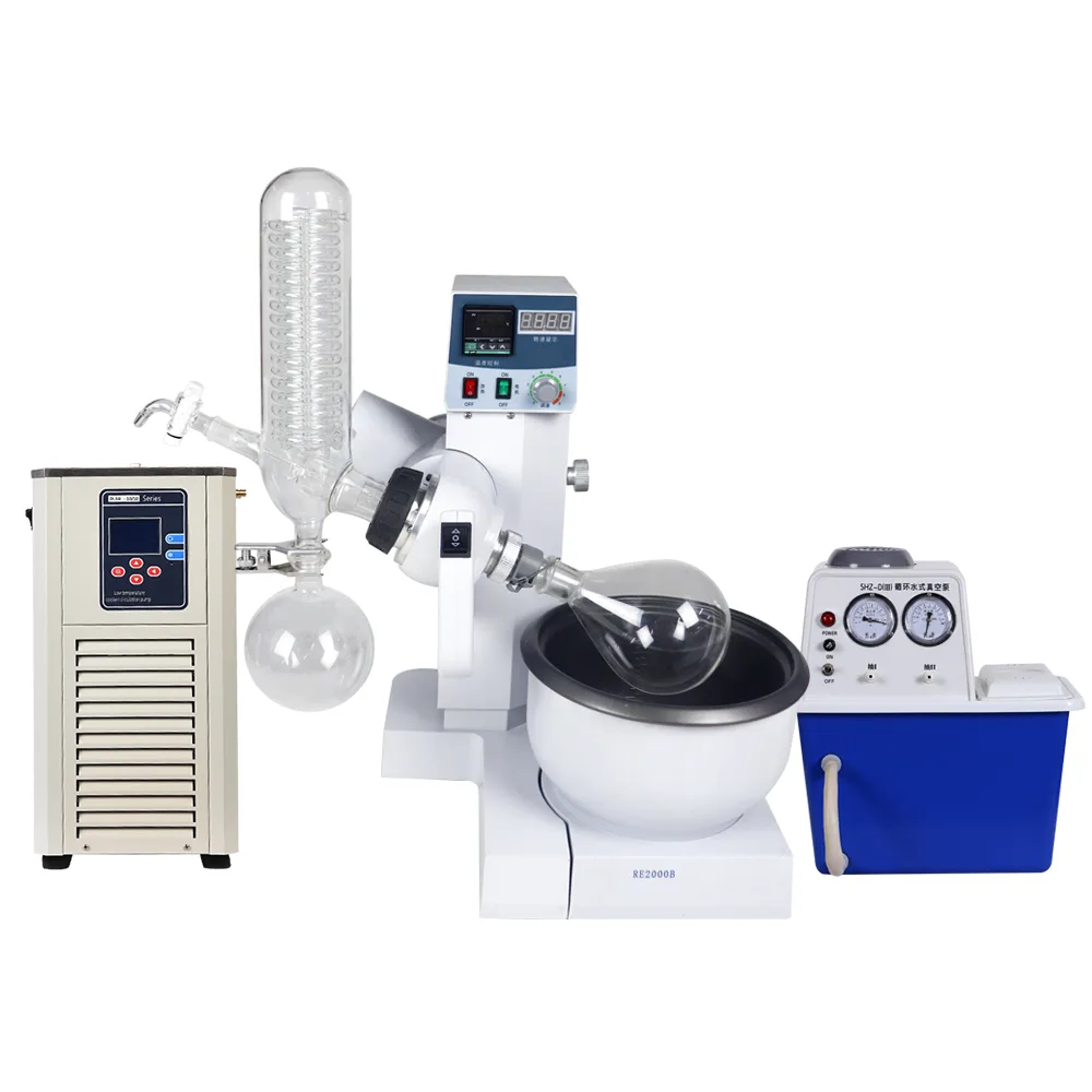HNZXIB HNZXIB RE-2000B 2L Rotary Evaporator Turnkey Set with Vacuum Pump and -10°C Chiller 220V — product photo