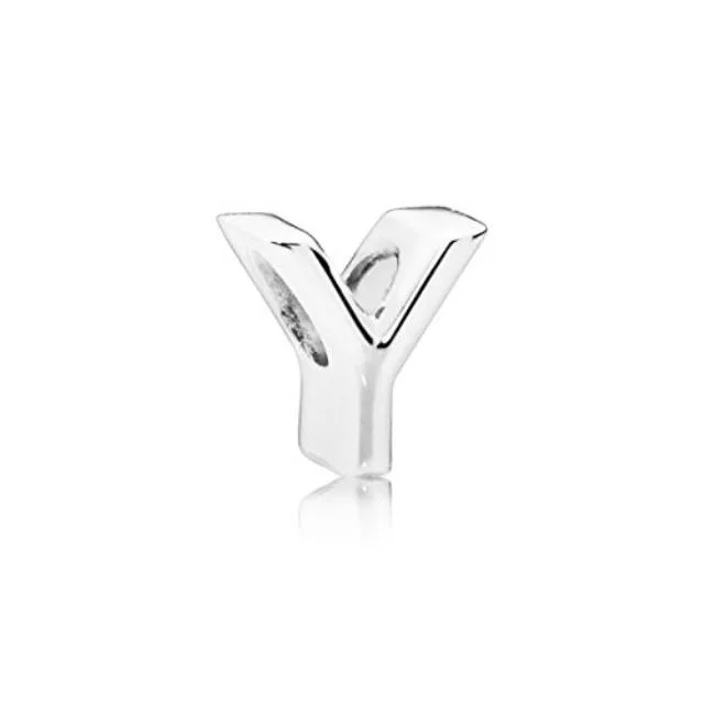 Sterling silver letter Y charm with open bail, polished finish