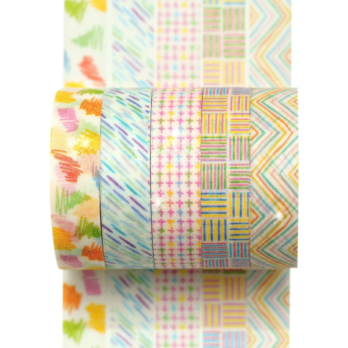 YUBX YUBX Washi Tape 5 Rolls 10 mm x 2 m 4 Color Lines — product photo