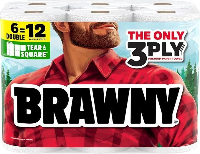  Brawny 44576 Tear-A-Square 3-Ply Paper 2 Triple Rolls 228 Sheets — product photo