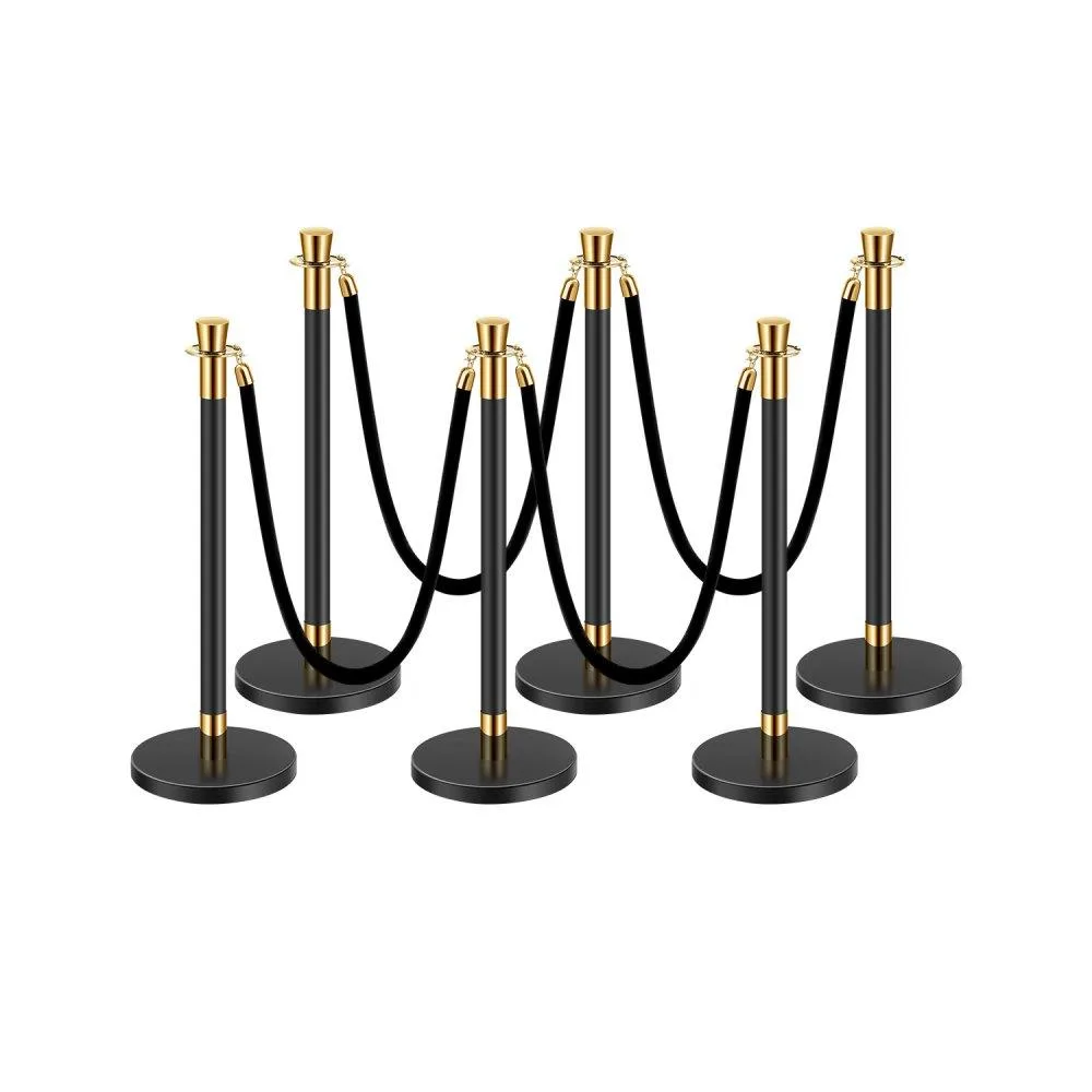 VEVOR VEVOR Crowd Control Barriers 6 Pcs with 4 Black Velvet Ropes 35.04 in Stainless Steel — product photo