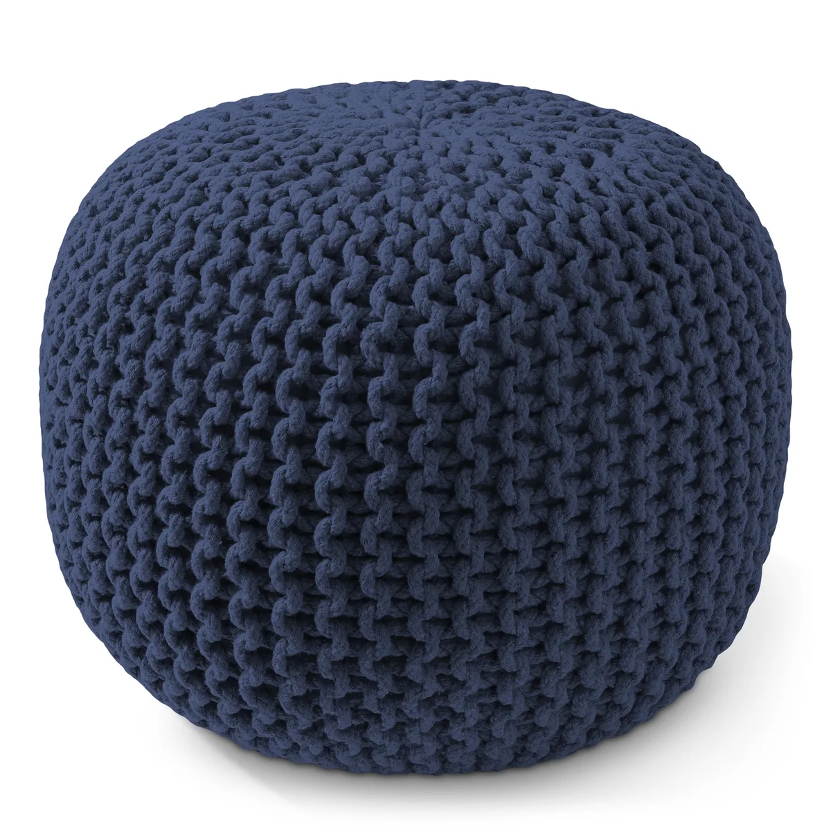 Casafield Casafield Navy Round Pouf Ottoman 20" Diameter 14.5" High — product photo