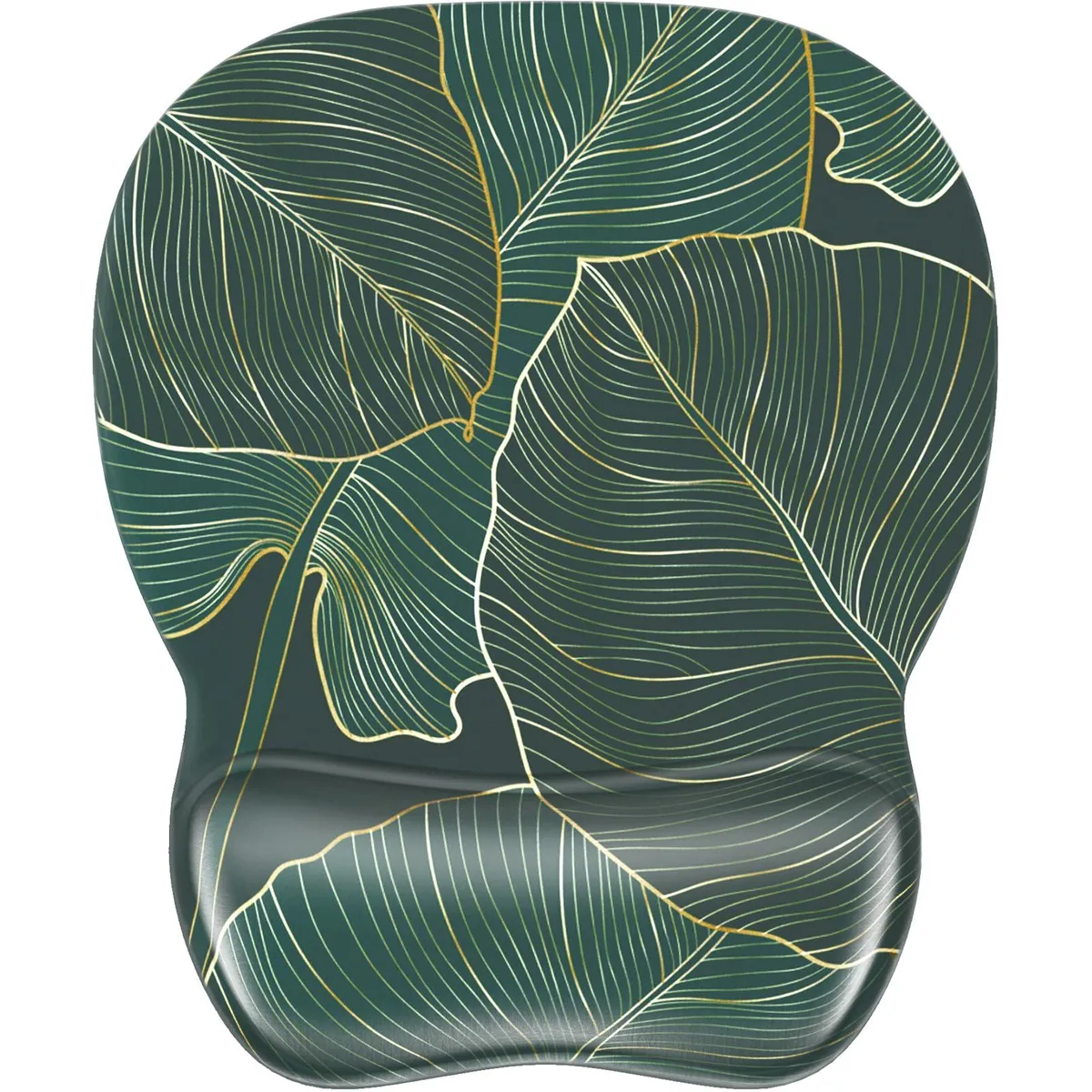 KEHIPI KEHIPI Ergonomic Mouse Pad Gel Wrist Rest Green Leaves 9.4 x 8.1 in — product photo