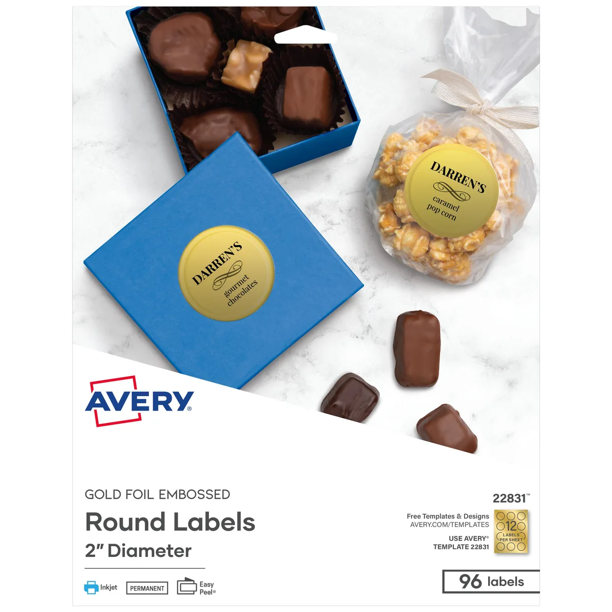 Avery Avery Printable Foil Round Labels Gold 96 Labels 22831 — product photo