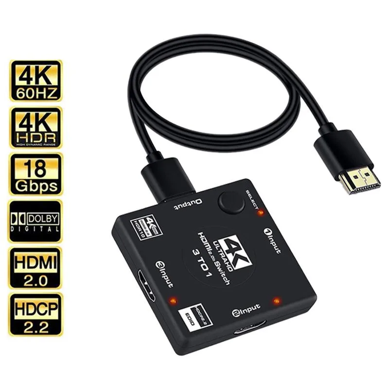 Jansicotek Jansicotek OZQ6-2 3x1 HDMI video switch 4K 60Hz 18Gbps — product photo