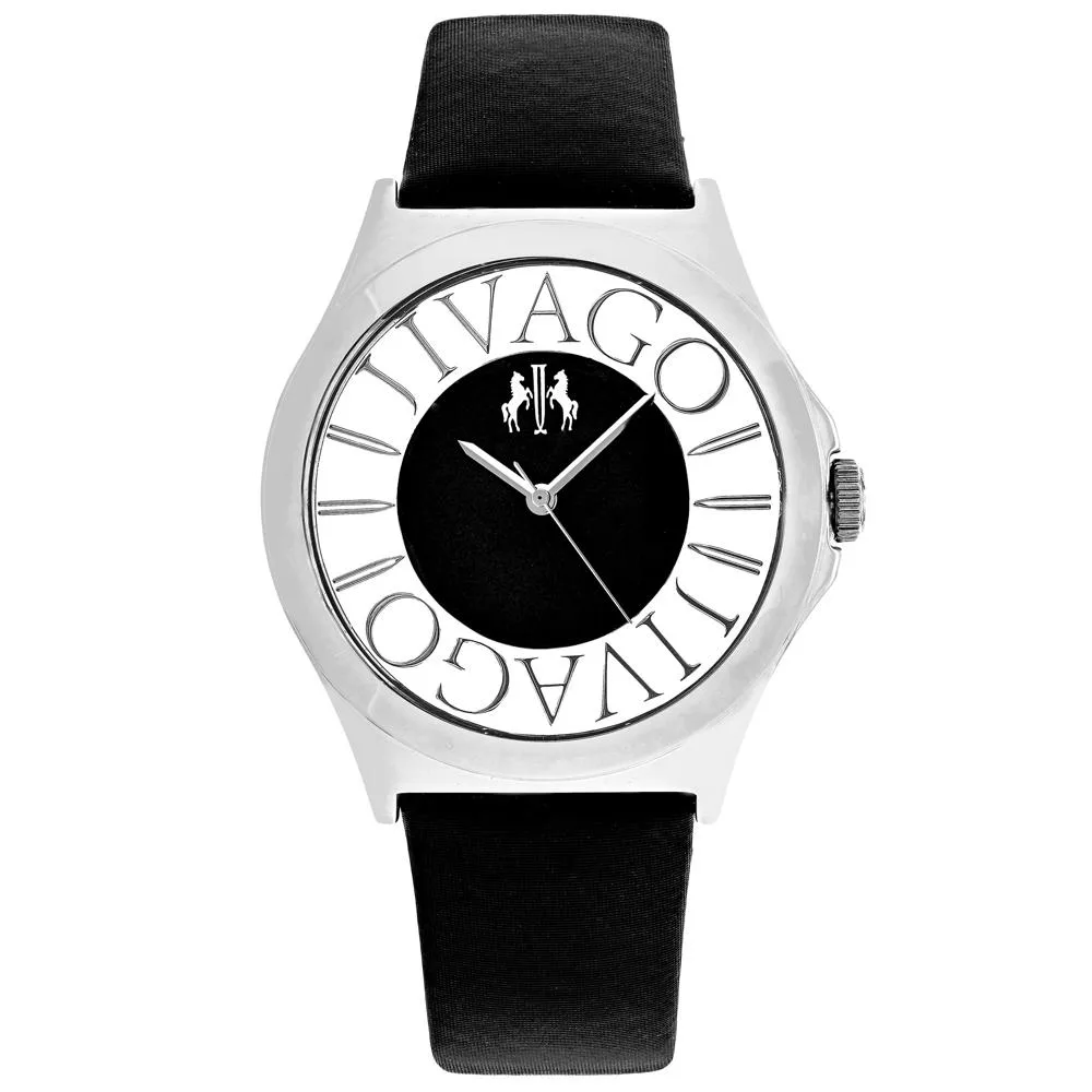 Jivago JV8430 black dial watch on satin leather strap