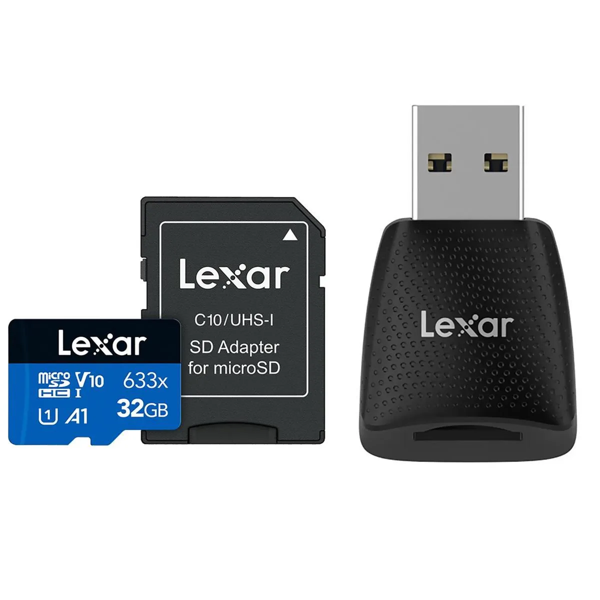 Lexar Lexar BLUE Series 633x 32GB UHS-I microSDHC Card with SD Adapter and USB 3.2 Gen 1 Reader — product photo