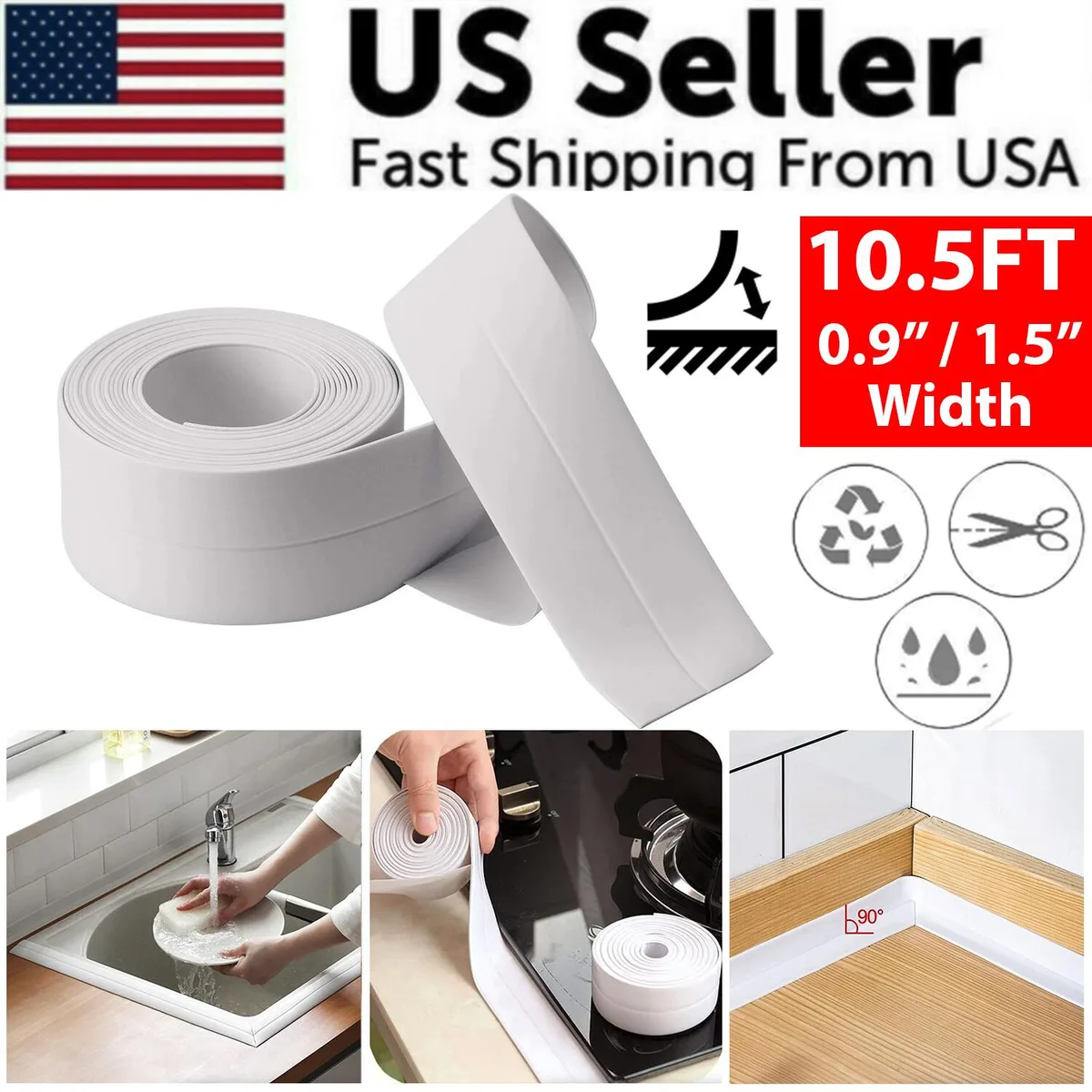 The Perfect Part The Perfect Part 1.5in x 10.5ft Self-Adhesive Caulk Sealing Strip White 10-Pack — product photo