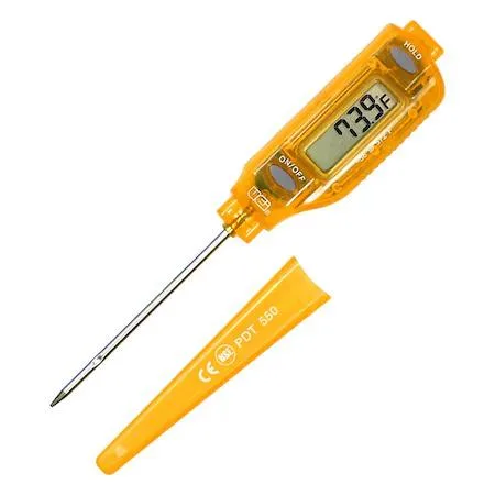 Pocket-sized digital thermometer with transparent case and LCD display