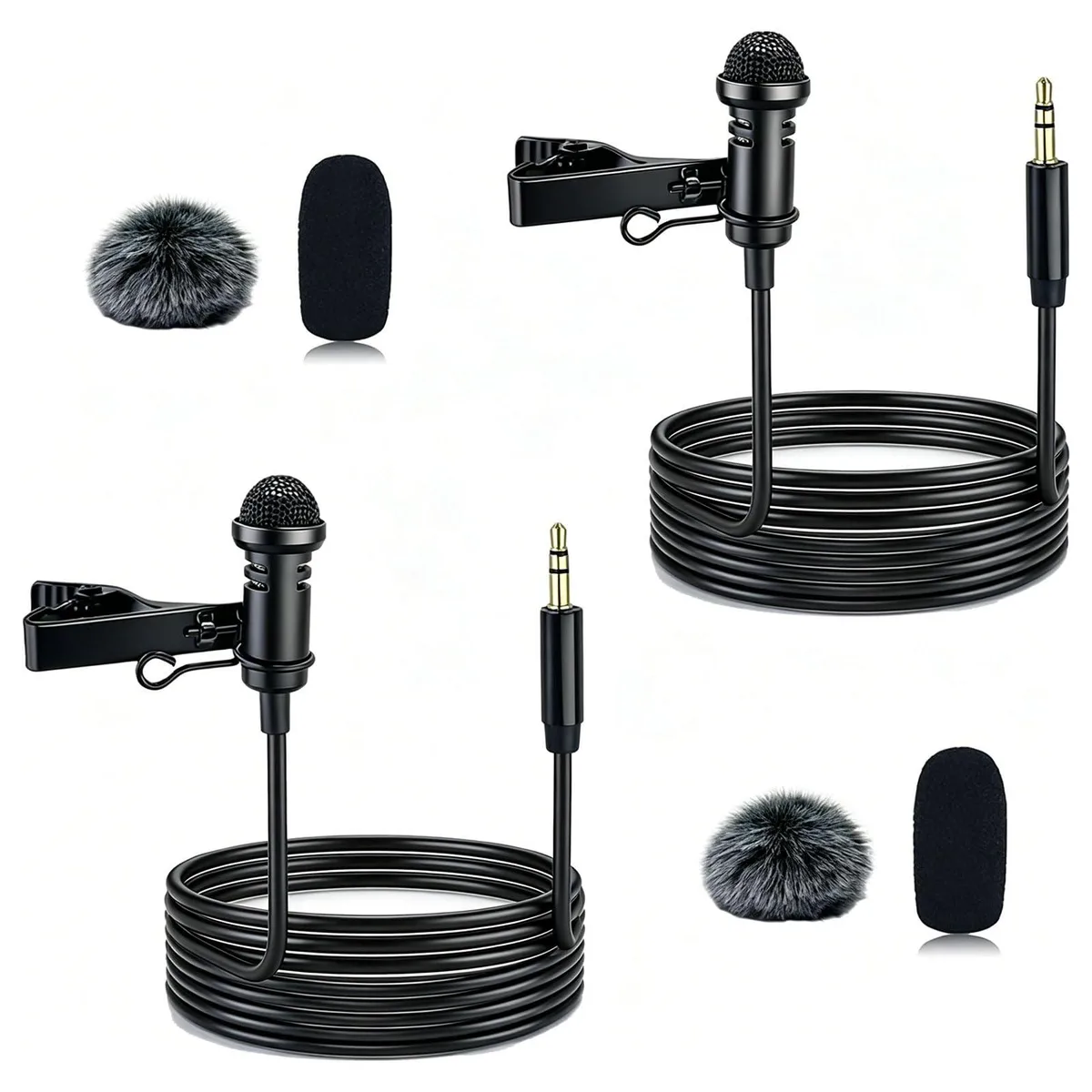  SEYUGOPTI MKFBKMG012 2-Pack Lavalier Microphone 3.5mm TRS Black — product photo