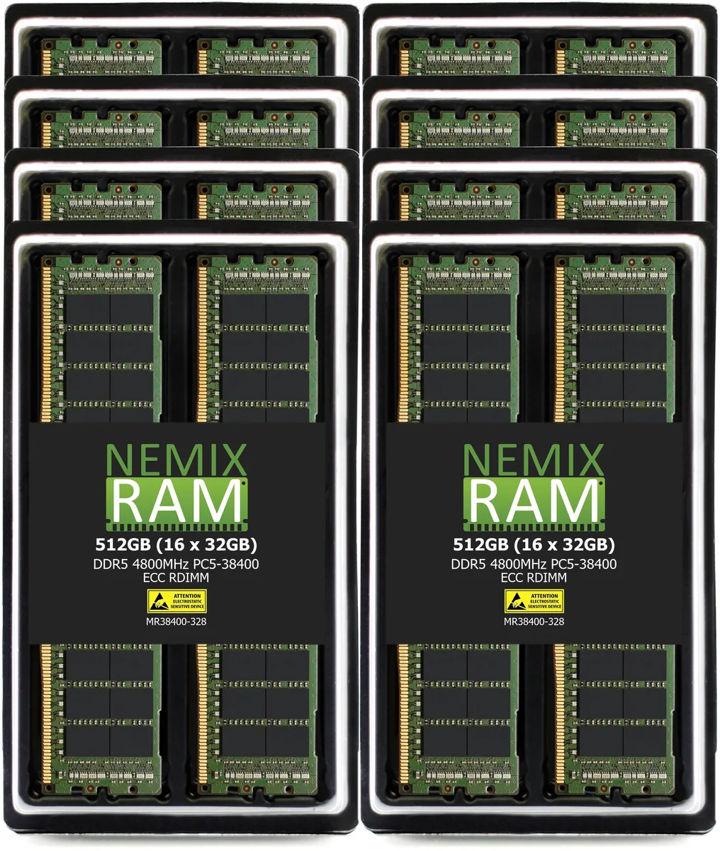 NEMIX RAM NEMIX RAM 512GB 16x32GB DDR5 4800 CL40 ECC RDIMM Supermicro H14DST-FL — product photo