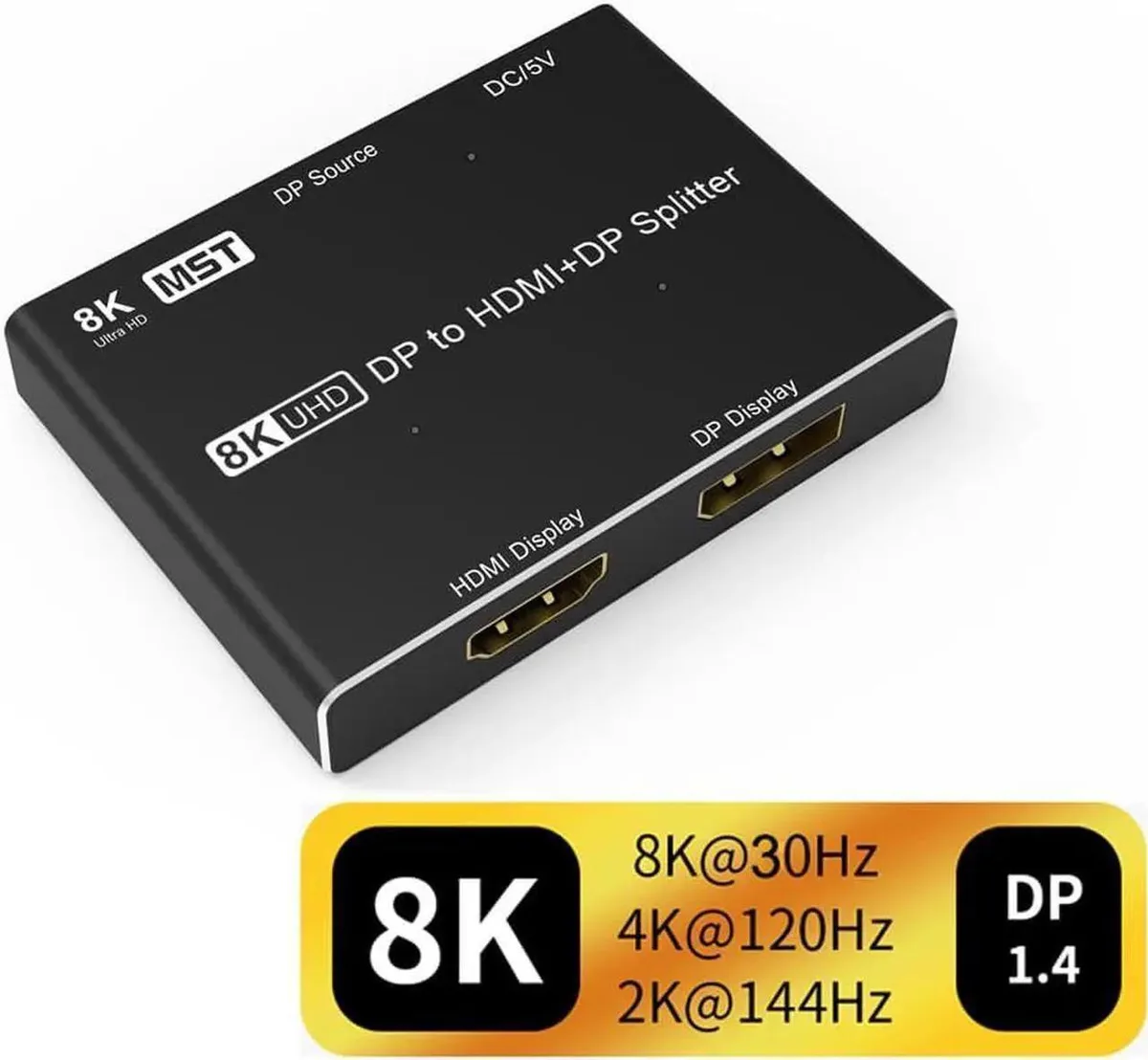 Vszerda Vszerda DisplayPort 1.4 MST Hub Splitter HDMI DP 2-Port 4K 120Hz 8K 30Hz — product photo