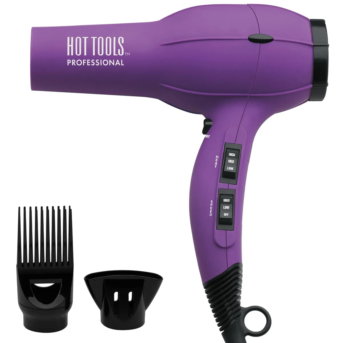 Purple hair dryer, lightweight corded design, 1.7 pounds